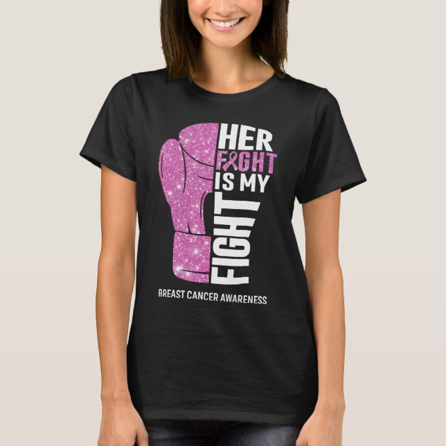 Boxhandskar Bröstcancer Krigare T Shirt (Framsida)