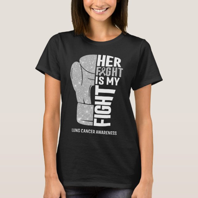 Boxhandskar Lungcancer Krigare T Shirt (Framsida)
