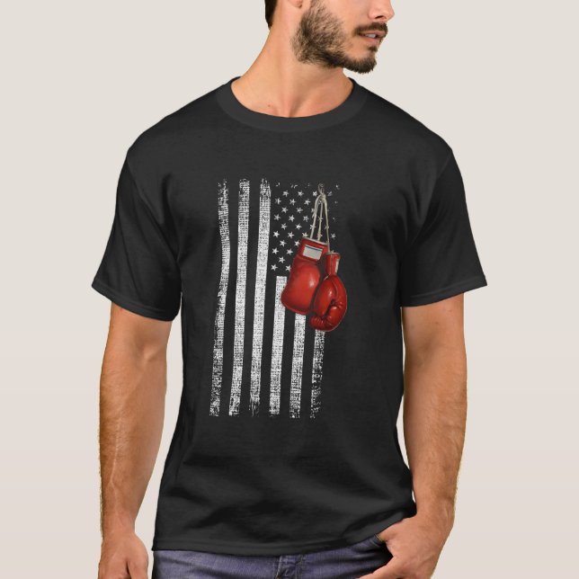 Boxhandskar med slitna USA-flaggan T Shirt (Framsida)