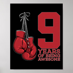 Boxing 9 år av Fantastisk Boxer 9:e födelsedagen Poster
