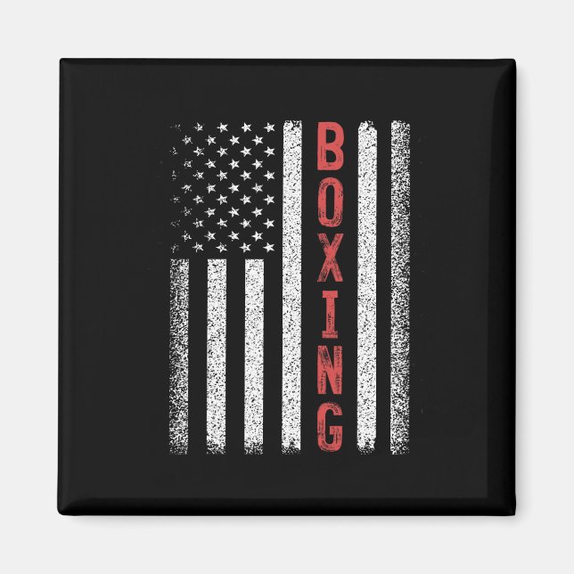 Boxing American Flagga 4:e juli Coola Boxer Novelt Magnet (Framsidan)