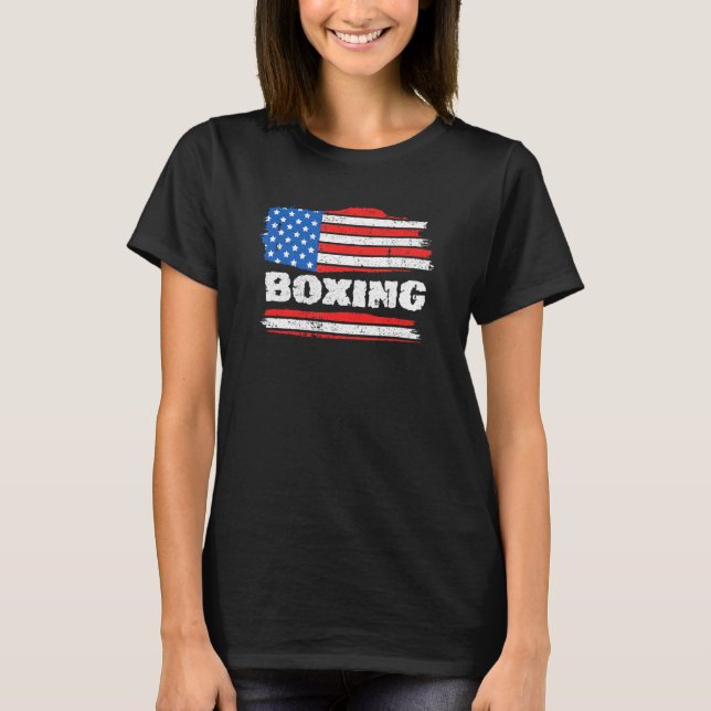 Boxing American Flagga Patriotic Boxer Coach Fight T Shirt (Framsida)