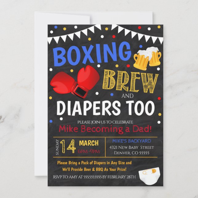 Boxing and Beer Baby Shower-inbjudan Inbjudningar (Framsida)