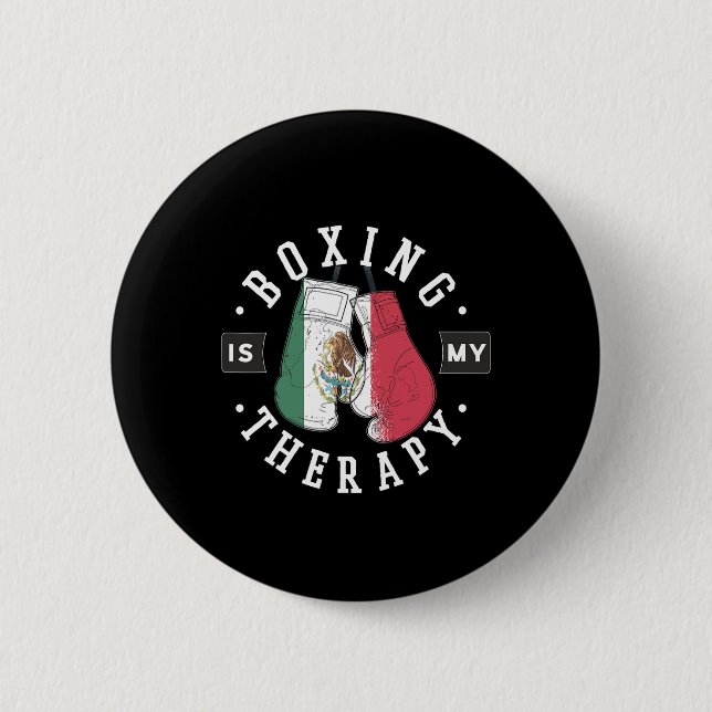 Boxing är min terapi Mexiko Boxing Glove Mexican F Knapp (Framsida)