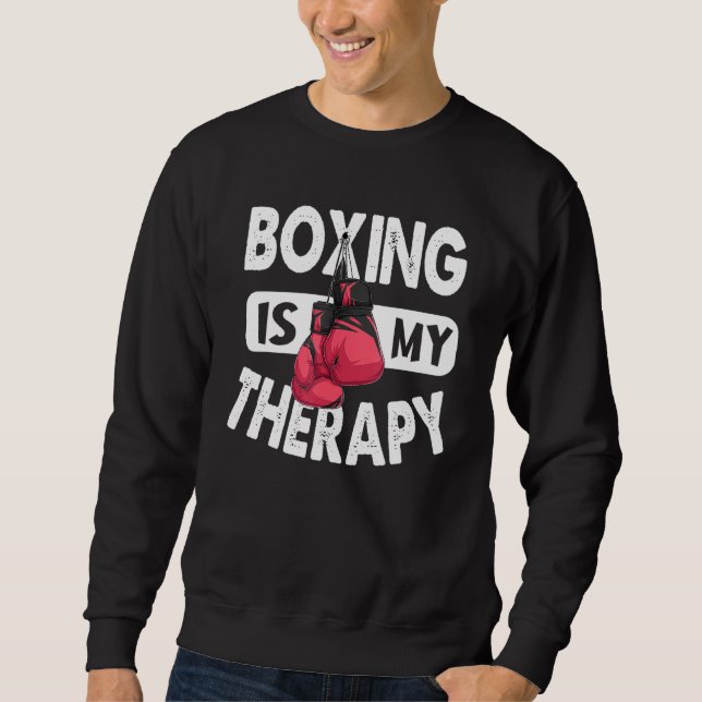Boxing är min terapiboxing offert Gym Fighter Glo Lång Ärmad Tröja (Framsida)