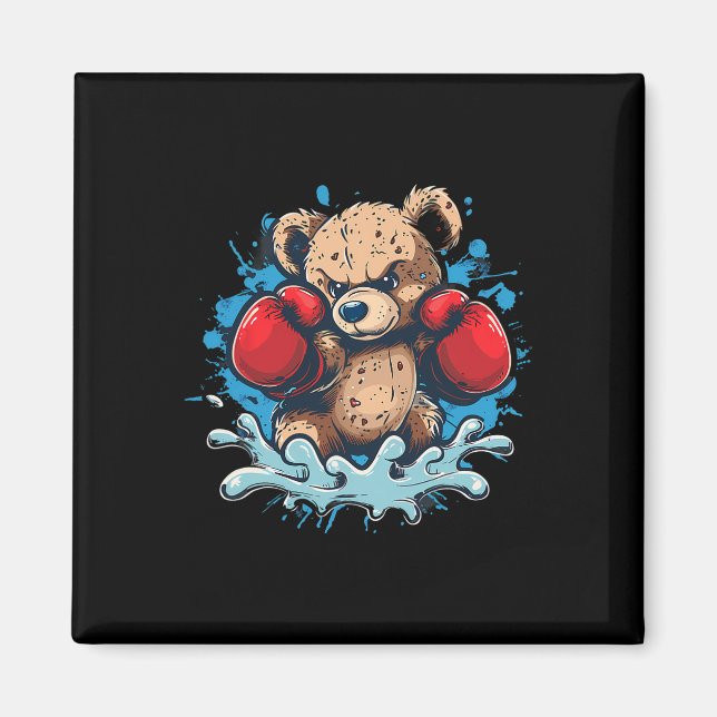 Boxing Bear Lover Boxing Gloves Kickboxing Funny B Magnet (Framsidan)