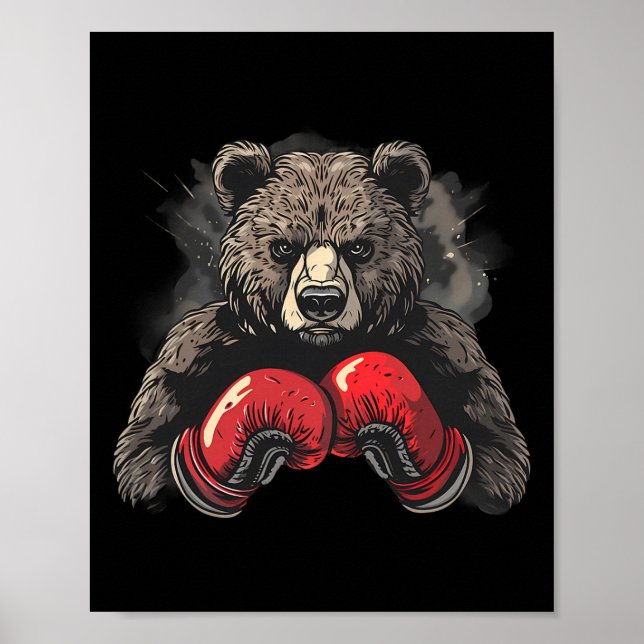 Boxing Bear Lover Boxing Gloves Kickboxing Funny B Poster (Framsidan)