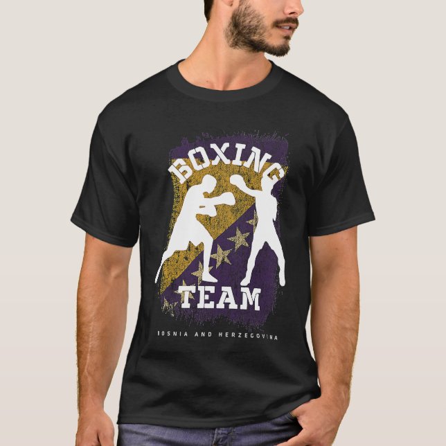 Boxing Bosnia & Herzegovina Combat Sports Fighter  T Shirt (Framsida)