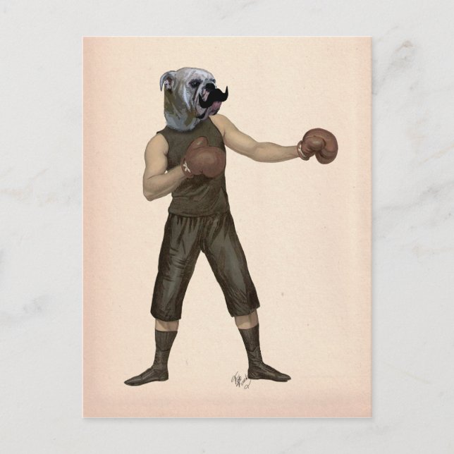 Boxing Bulldog Fullt 2 Vykort (Framsida)