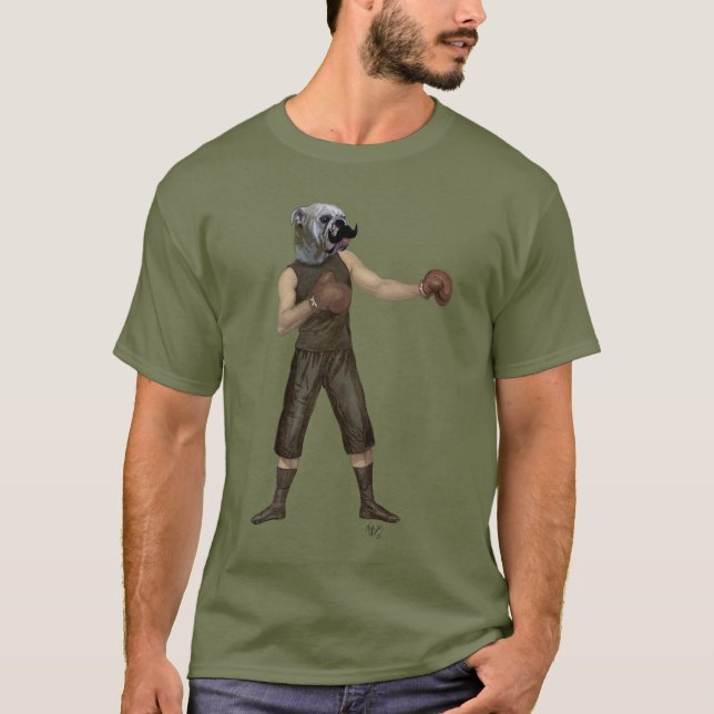 Boxing Bulldog-Fullt T Shirt (Framsida)