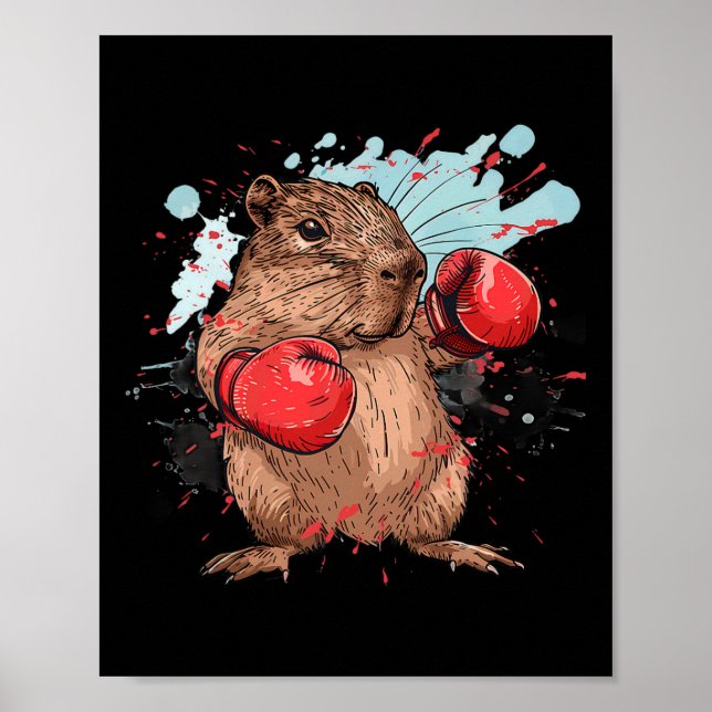 Boxing Capybyra With Boxing Gloves Kickboxing Funn Poster (Framsidan)