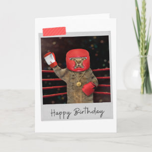 Boxing Cat Funny Birthday-kort Kort
