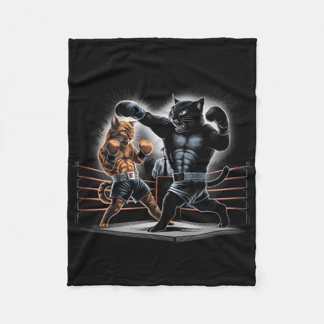 Boxing Cats Kattunge Boxing Älskare-grafik Fleecefilt (Framsidan)