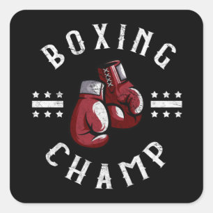 Boxing Champ Box Sports Martial Arts Fighter Fyrkantigt Klistermärke