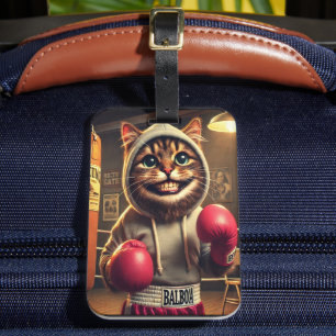 "Boxing Champ? - Katt med boxningsdukar Bagagebricka