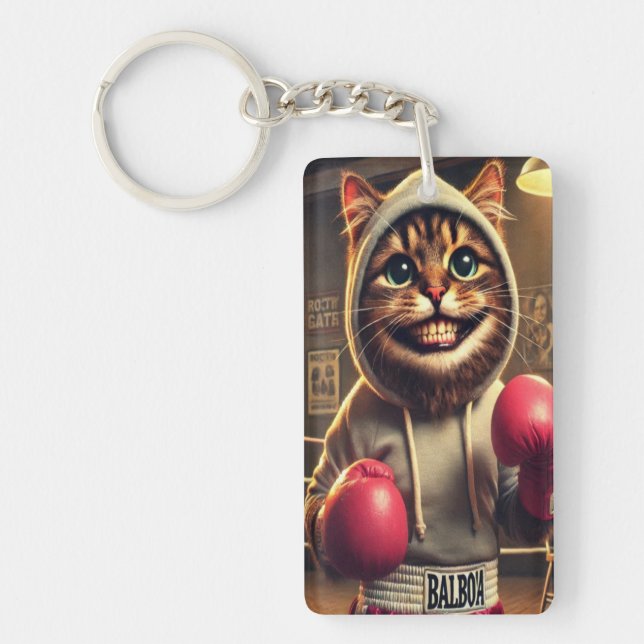 Boxing Champ? - Katt med boxningshandskar Nyckelring (Framsidan)