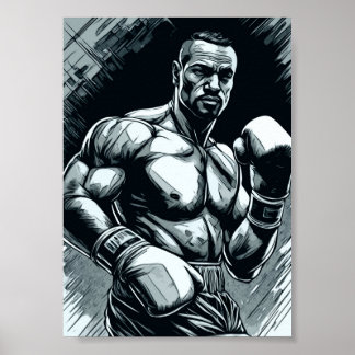 Boxing Champ Vintage Stil Fighter Martial Arts Poster