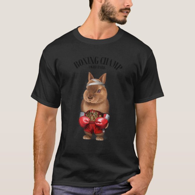 Boxing Champion Dwarf Rabbit Fighter 1 T Shirt (Framsida)