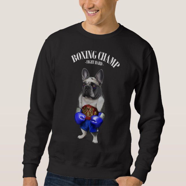 Boxing Champion French Bull Dog Fighter 1 Lång Ärmad Tröja (Framsida)