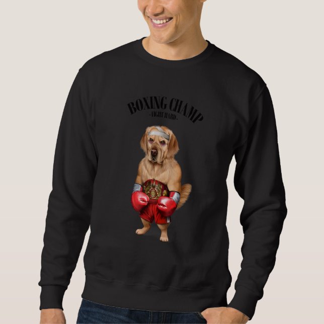 Boxing Champion Golden Retriever Hund Fighter 1 Lång Ärmad Tröja (Framsida)