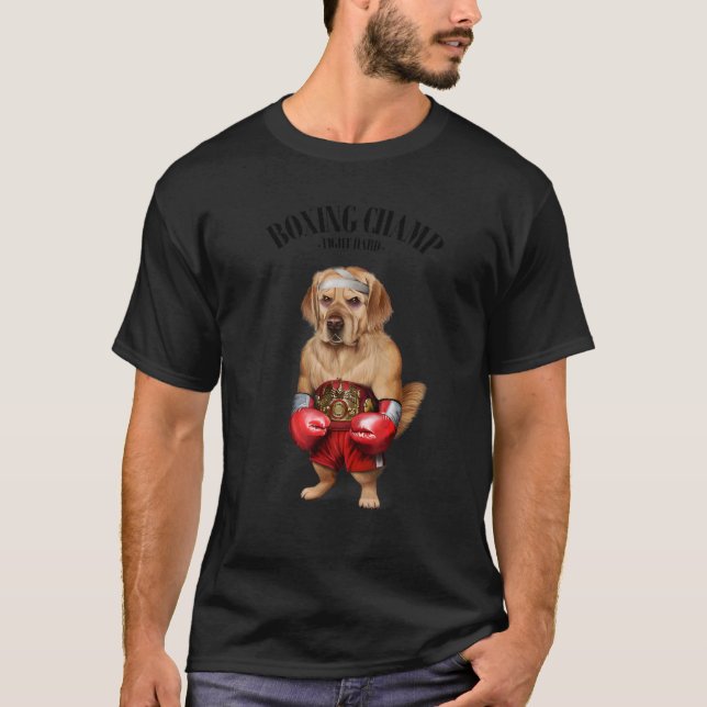 Boxing Champion Golden Retriever Hund Fighter 1 T Shirt (Framsida)