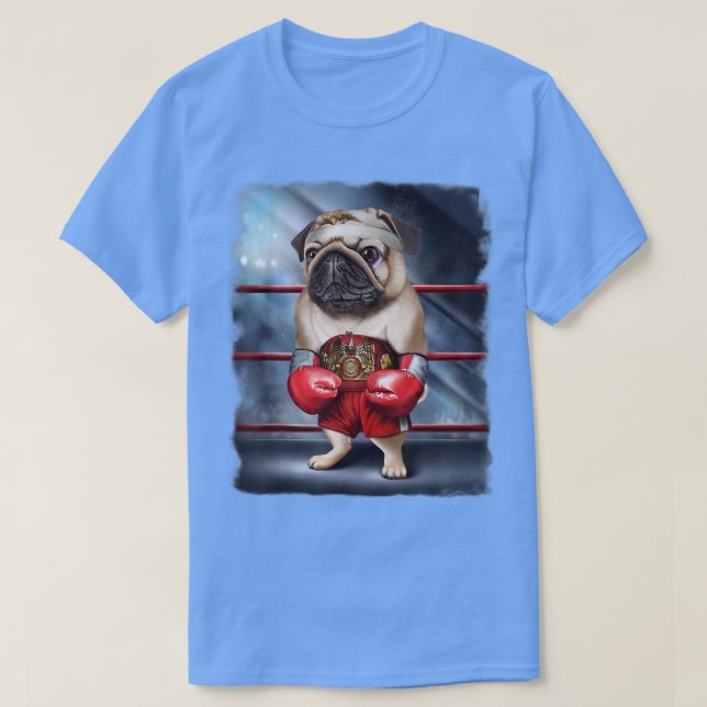 Boxing Champion Pug Hund Fighter T Shirt (Design framsida)