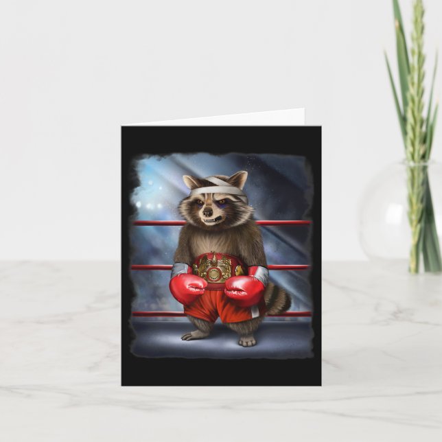 Boxing Champion Raccoon Fighter Kort (Framsida)