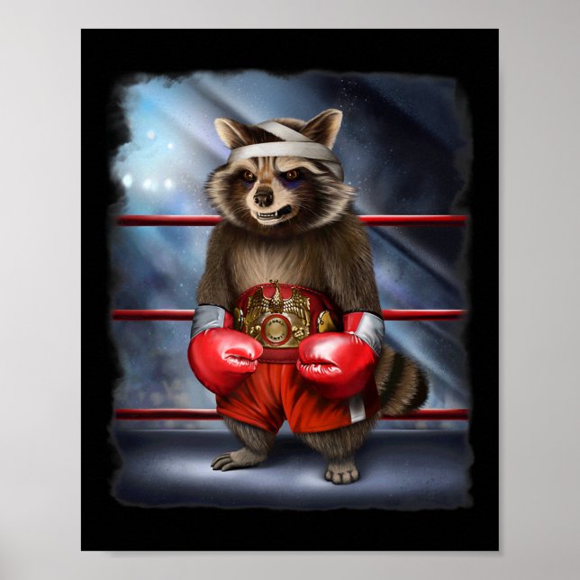 Boxing Champion Raccoon Fighter Poster (Framsidan)