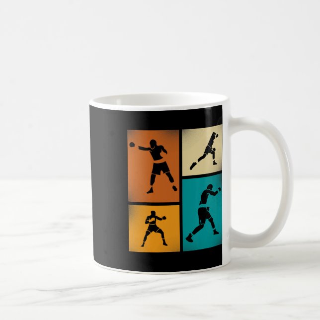 Boxing Champion Silhouette Retro Stil Art Kaffemugg (Höger)