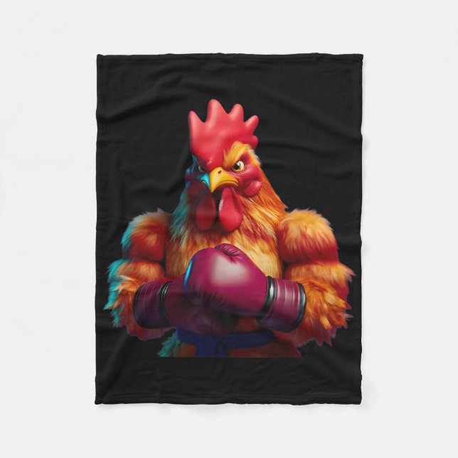 Boxing Chicken Boxer Kickboxer Mma Fighter Combat Fleecefilt (Framsidan)