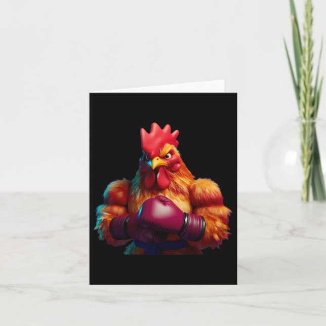 Boxing Chicken Boxer Kickboxer Mma Fighter Combat Kort (Framsida)
