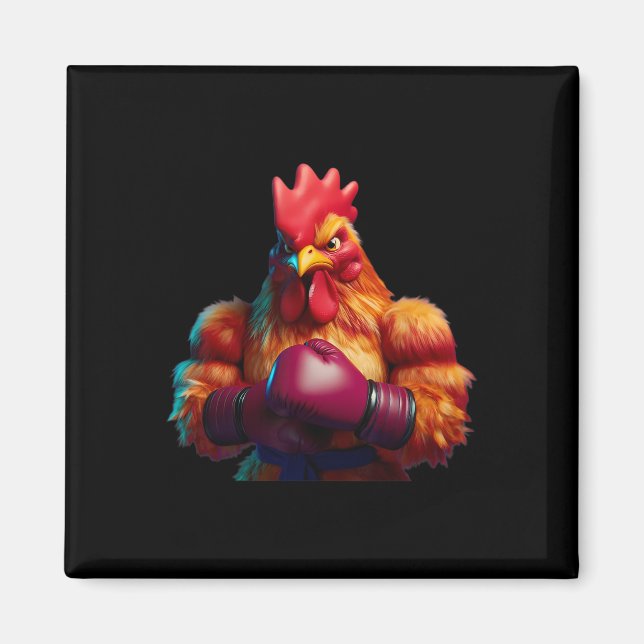Boxing Chicken Boxer Kickboxer Mma Fighter Combat Magnet (Framsidan)