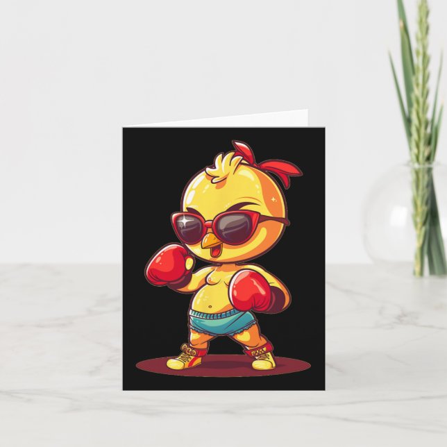 Boxing Chicken with Sungles Costume Kort (Framsida)