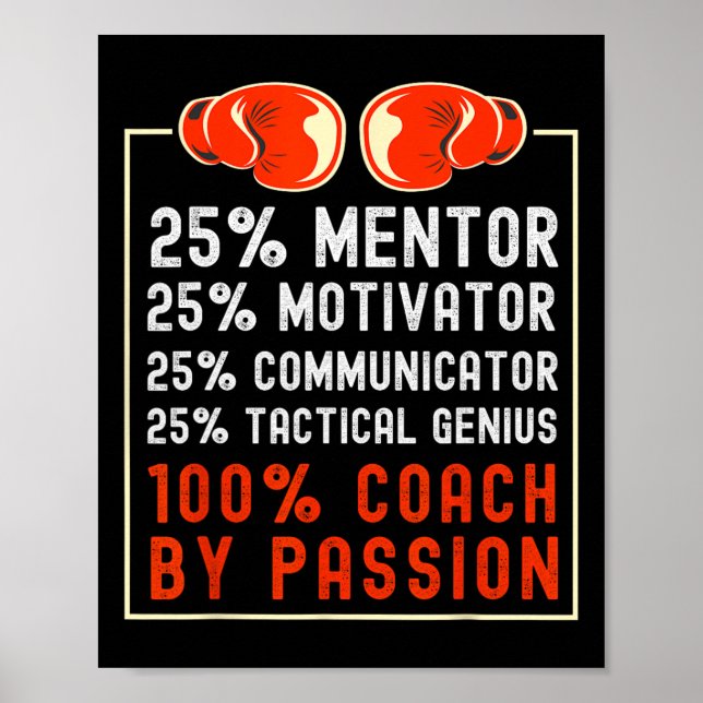 Boxing Coach säger 100 % för Boxing Team Motivator Poster (Framsidan)