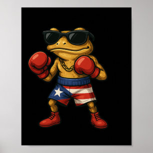 Boxing Coqui Puerto Rican Flagga Sungles Boricua R Poster