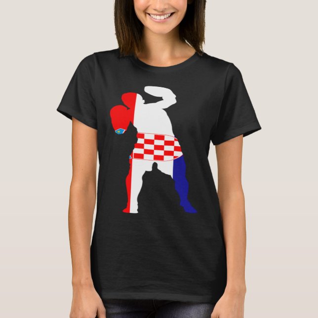 Boxing Croatia Flag Men Boys Box Male Competitive  T Shirt (Framsida)