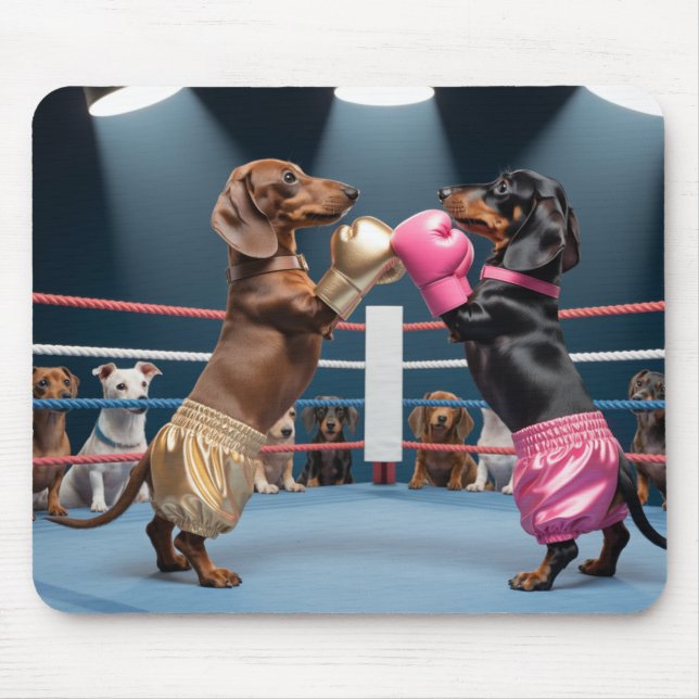 Boxing Dachshunds Mousepad Musmatta (Framsidan)