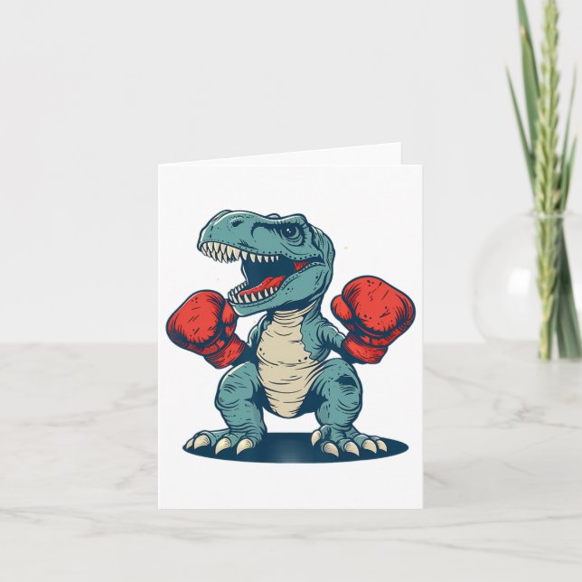 Boxing Dinosaur Boxer Dino Kickboxing T-rex Boxing Kort (Framsida)