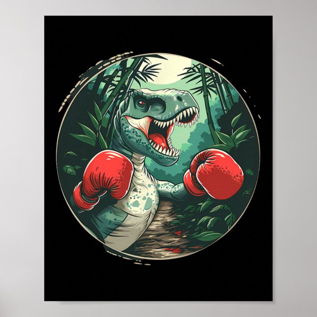 Boxing Dinosaur Boxer Dino Kickboxing T-rex Boxing Poster (Framsidan)