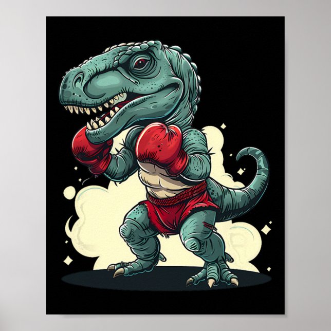 Boxing Dinosaur Boxer Dino Kickboxing T-rex Boxing Poster (Framsidan)