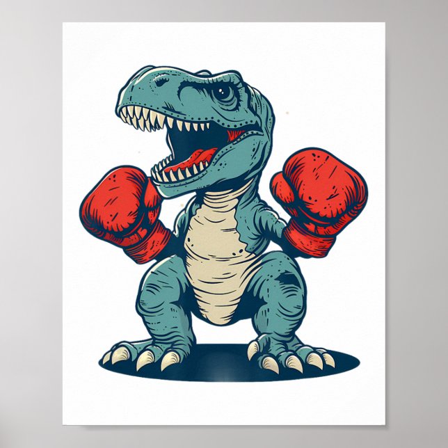 Boxing Dinosaur Boxer Dino Kickboxing T-rex Boxing Poster (Framsidan)