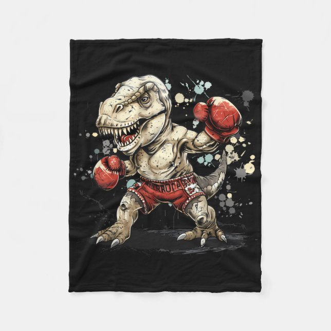 Boxing Dinosaur Boxer T-rex Kickboxing Dino Boxing Fleecefilt (Framsidan)