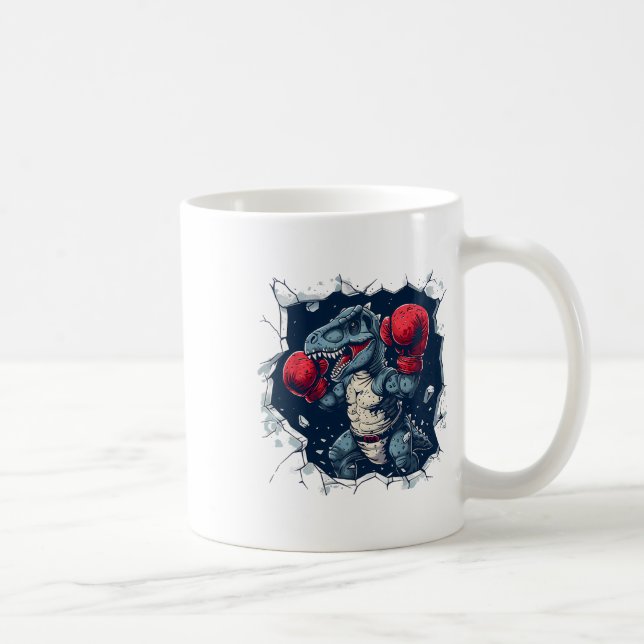 Boxing Dinosaur Boxer T-rex Kickboxing Dino Boxing Kaffemugg (Höger)