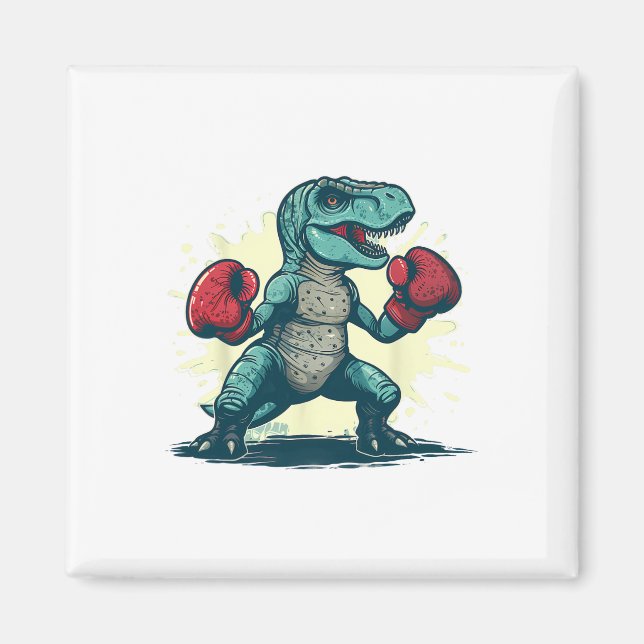 Boxing Dinosaur Boxer T-rex Kickboxing Dino Boxing Magnet (Framsidan)