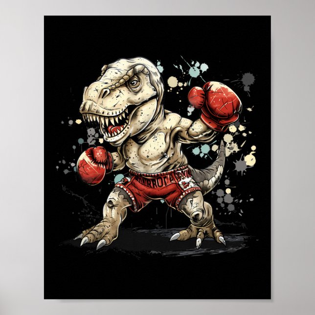 Boxing Dinosaur Boxer T-rex Kickboxing Dino Boxing Poster (Framsidan)