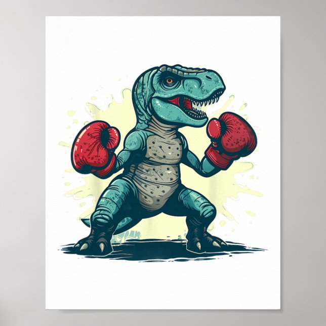 Boxing Dinosaur Boxer T-rex Kickboxing Dino Boxing Poster (Framsidan)