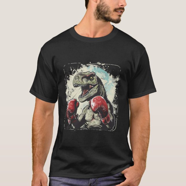 Boxing Dinosaur Boxer T-Rex Kickboxing Dino Boxing T Shirt (Framsida)