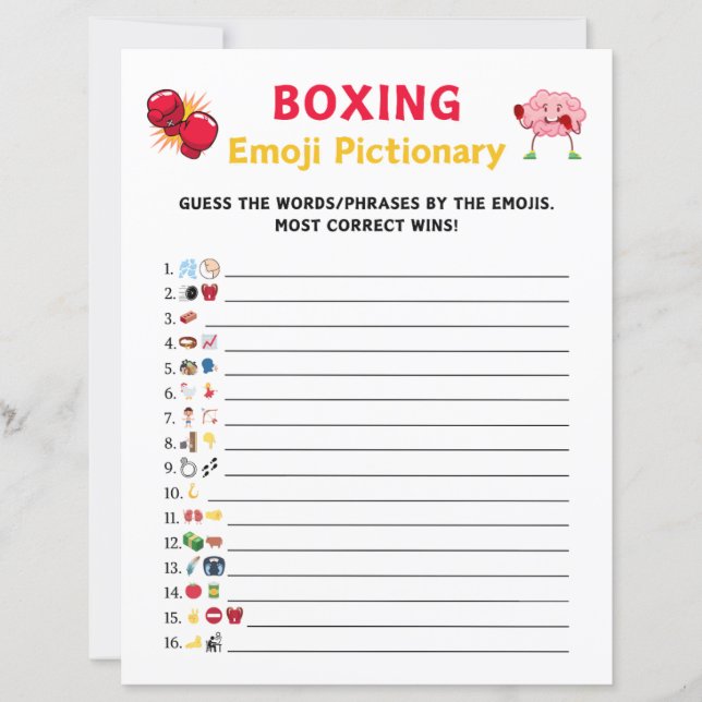 Boxing Emoji Pictionary-spel (Framsida)