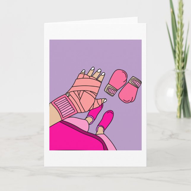 Boxing Female Boxer Retro Boxing Handskar Kort (Framsida)
