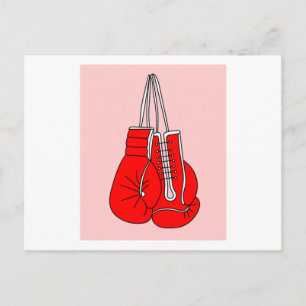 Boxing Female Boxer Retro Boxing Handskar Vykort